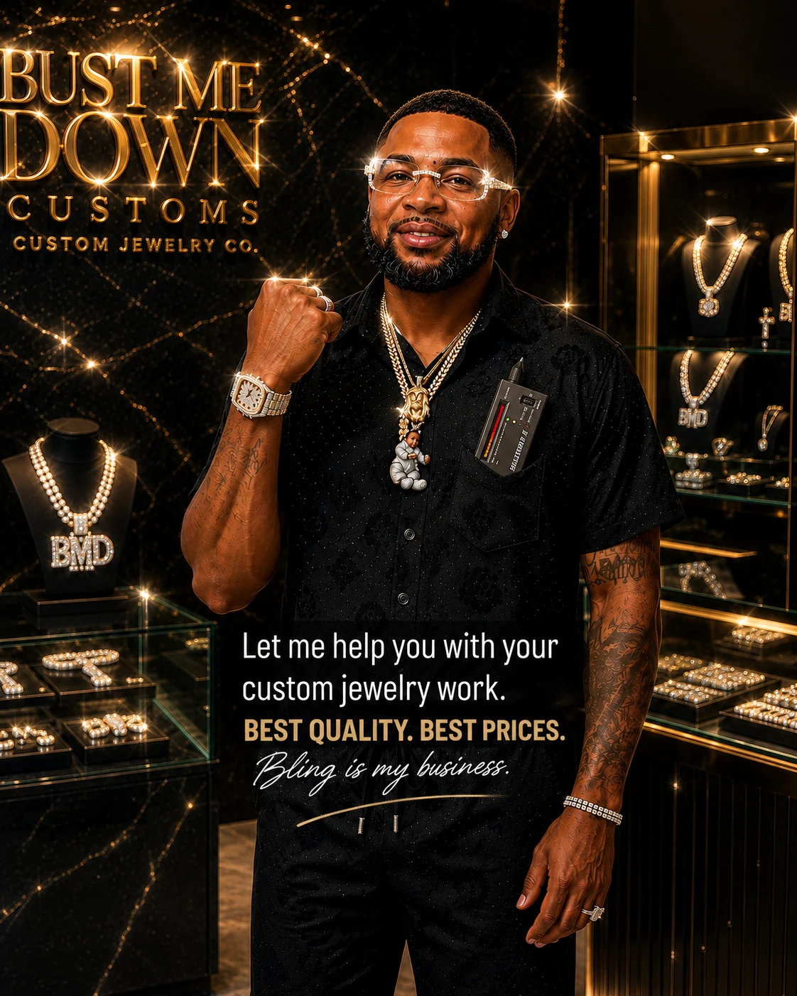Redd Da Jewler, CEO of Bust Me Down Customs, in the supplied promotional artwork